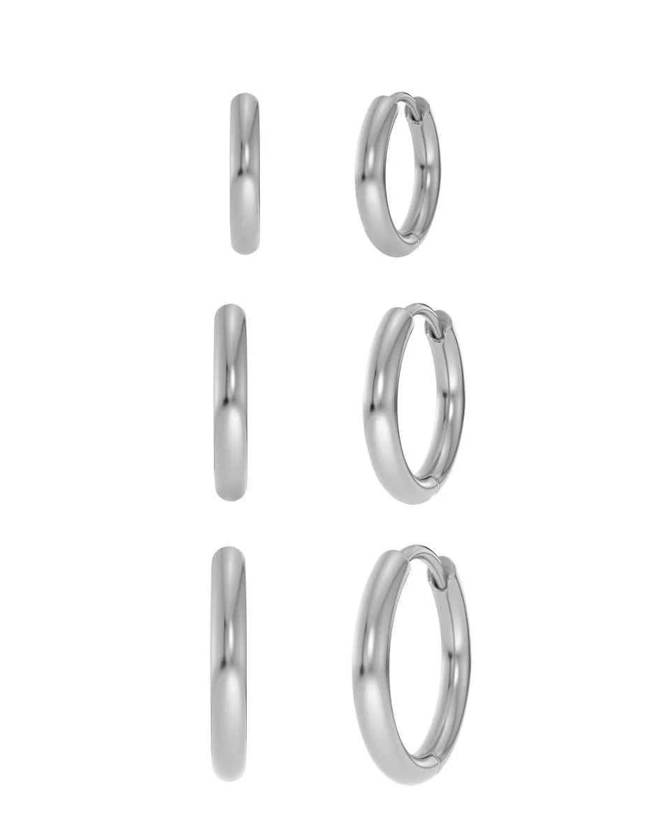 Triple Pair Hoops Silver