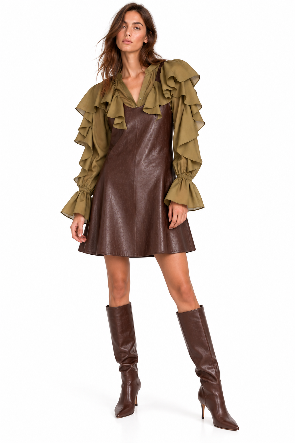 Faux Leather A-Line Mini Dress
