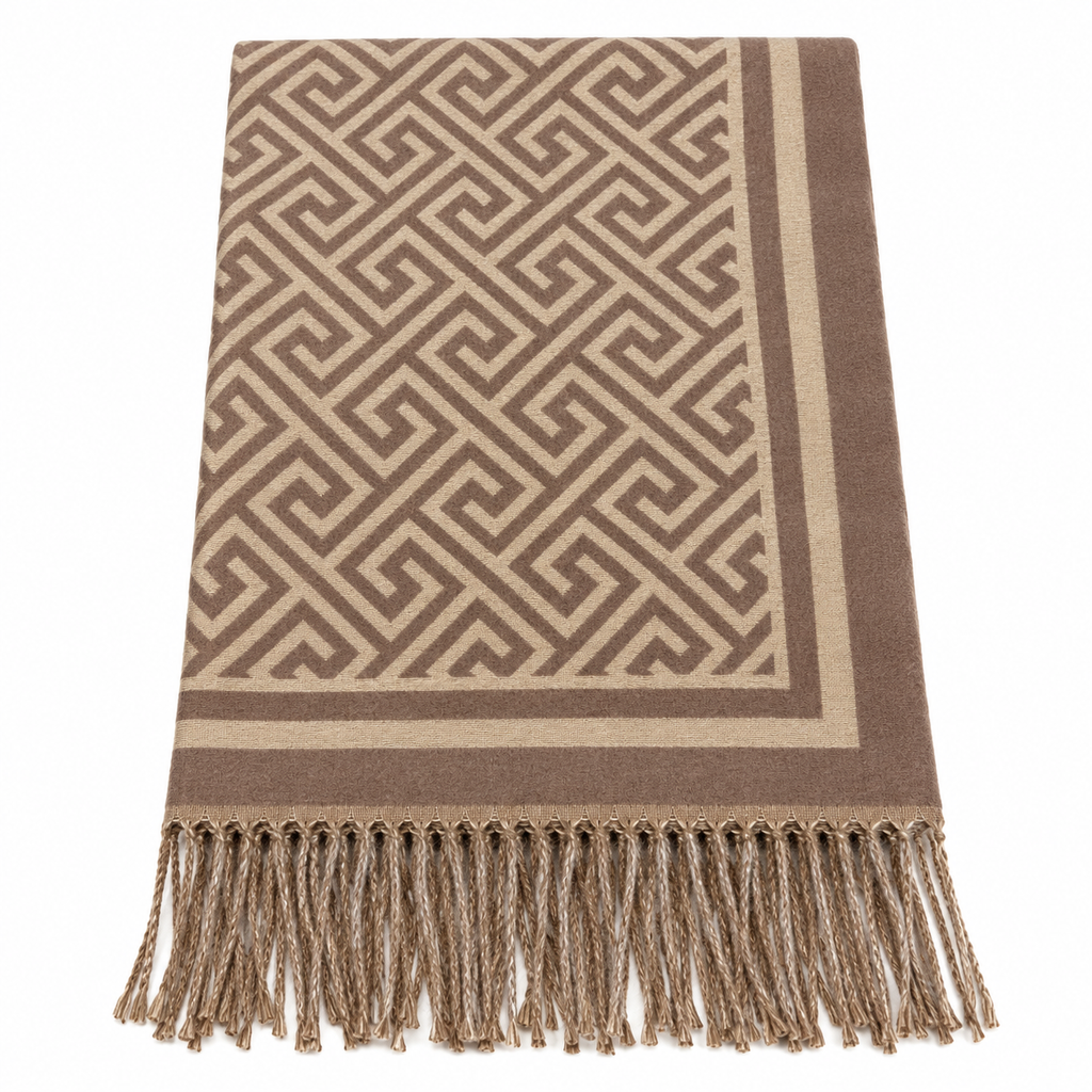 Geometric Elegance Scarf Beige