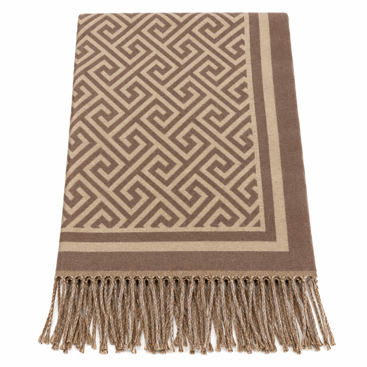 Geometric Elegance Scarf Beige