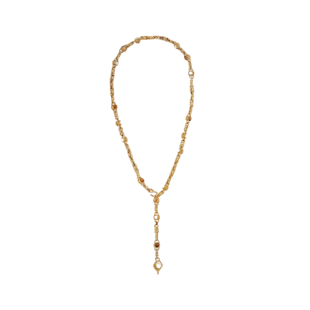 AMARANTE MULTI LONG NECKLACE - WOOD & WHITE MOTHER-OF-PEARL