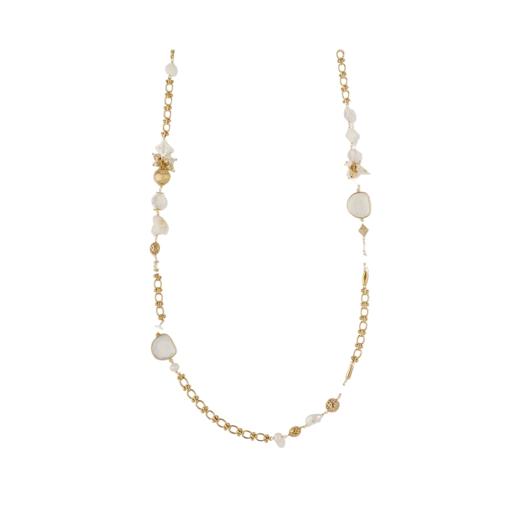 VICTORIAN LONG NECKLACE - WHITE MOTHER-OF-PEARL