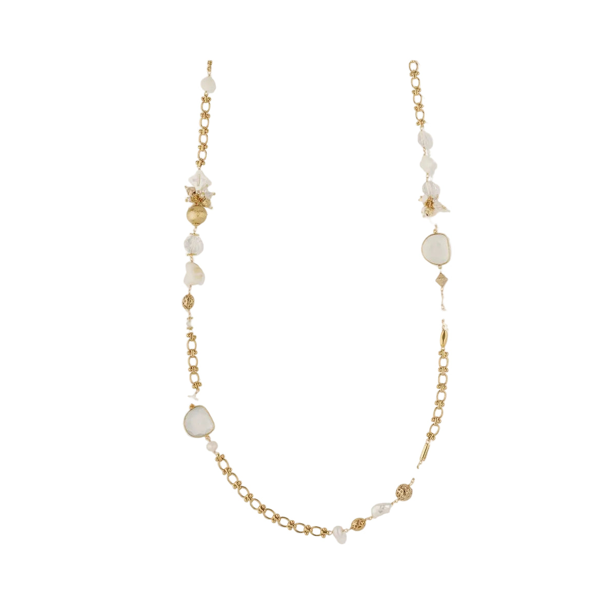 VICTORIAN LONG NECKLACE - WHITE MOTHER-OF-PEARL