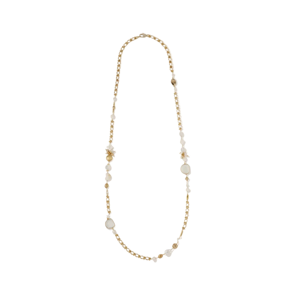 VICTORIAN LONG NECKLACE - WHITE MOTHER-OF-PEARL