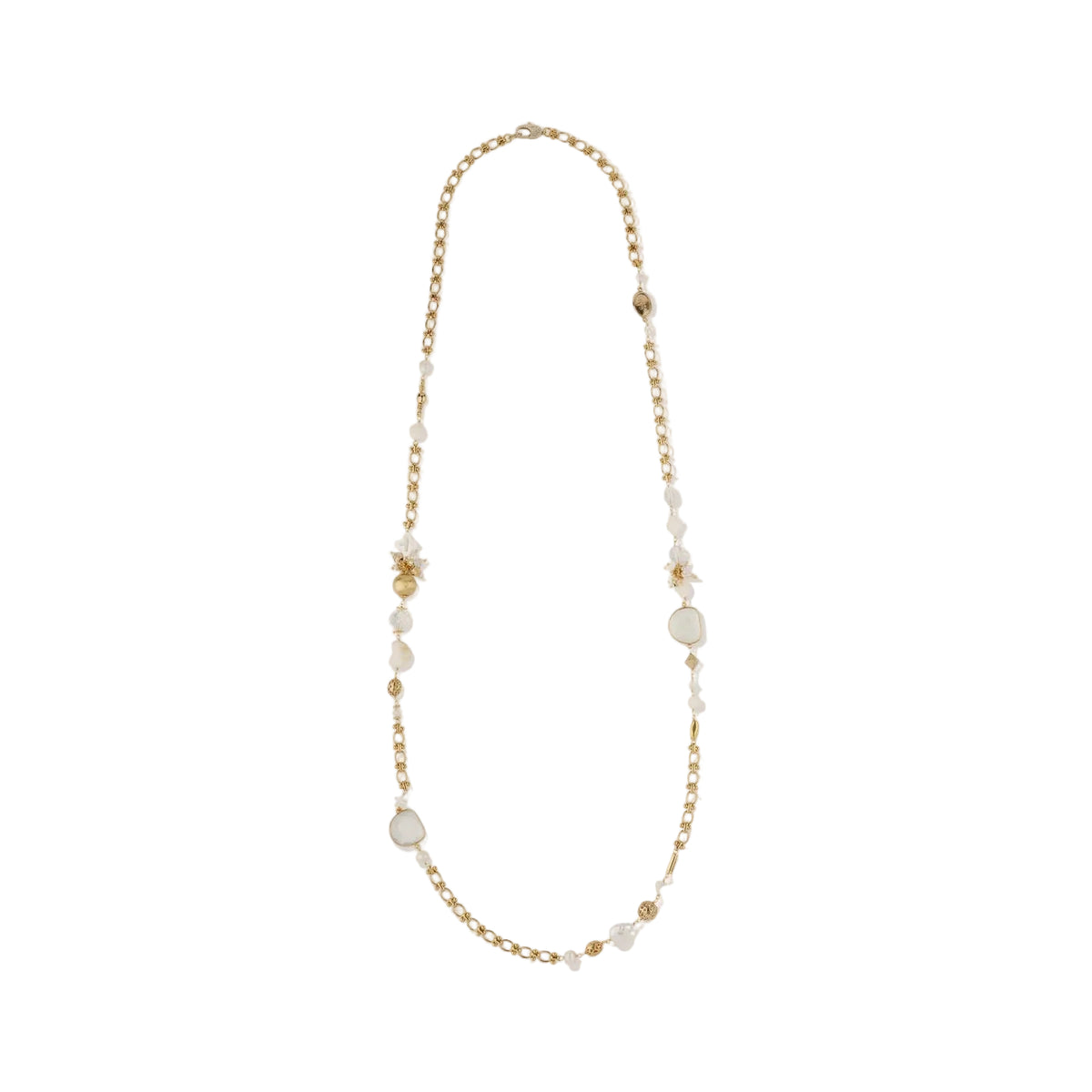 VICTORIAN LONG NECKLACE - WHITE MOTHER-OF-PEARL