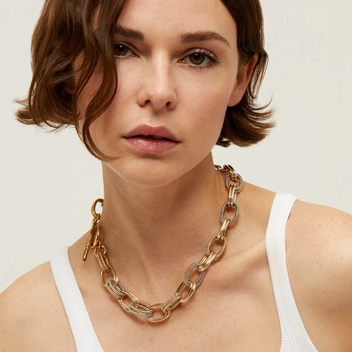 TWO-TONE BELL NECKLACE
