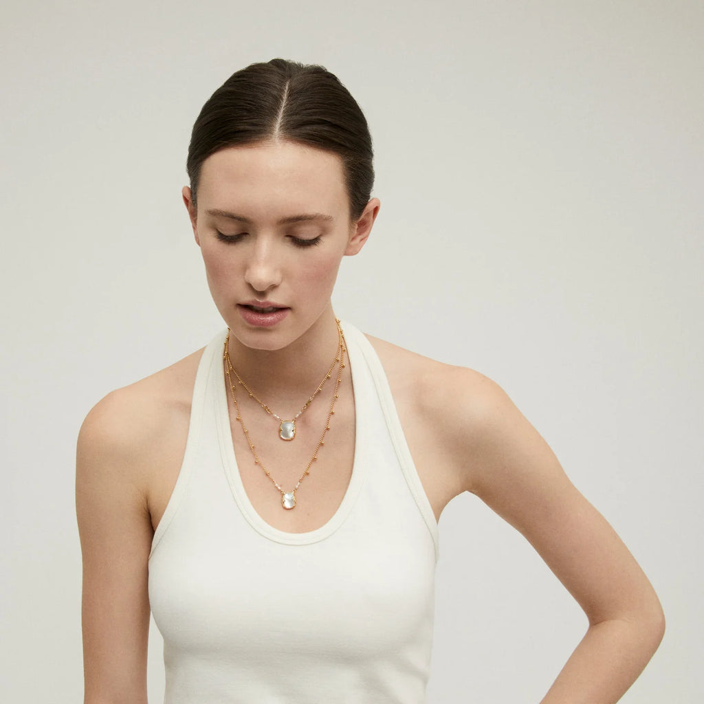 Ovo Scapular Necklace - White Mother-of-Pearl