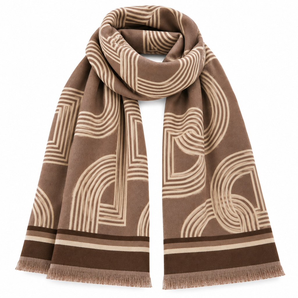 Geometric Print Scarf Taupe