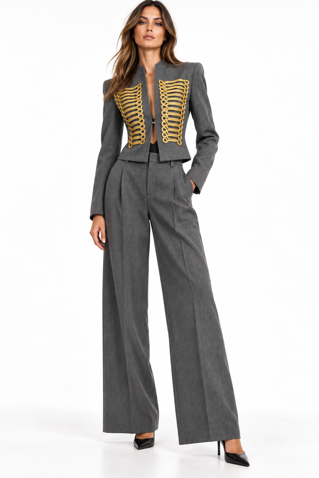 Gold-Braided Military Jacket