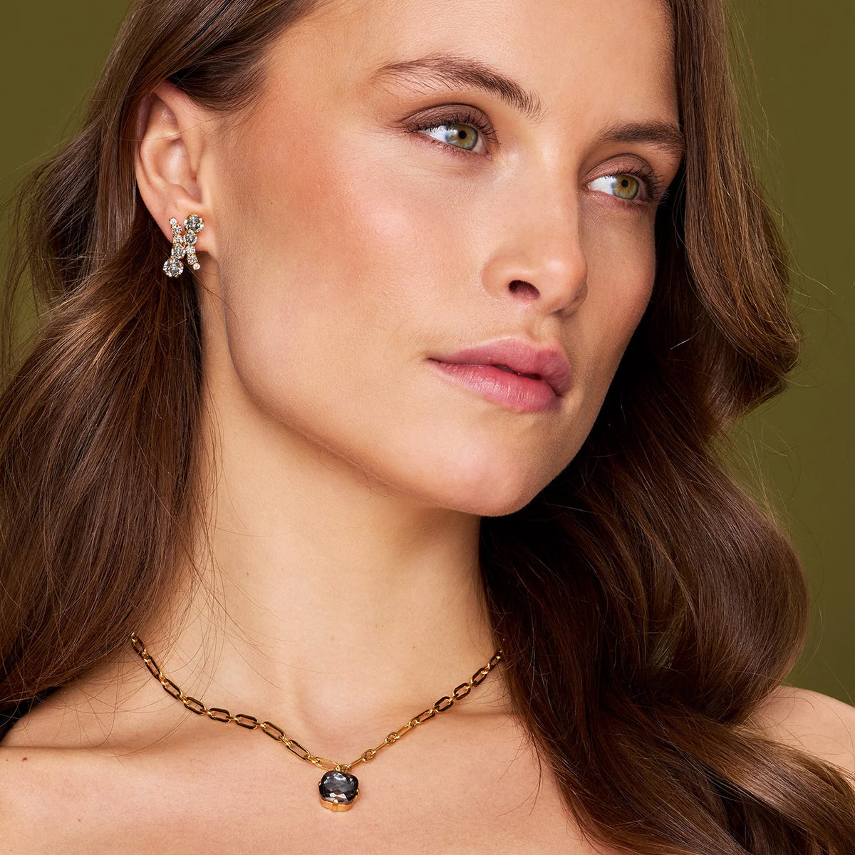HALO EARRINGS GOLD-BLACK DIAMOND / CRYS