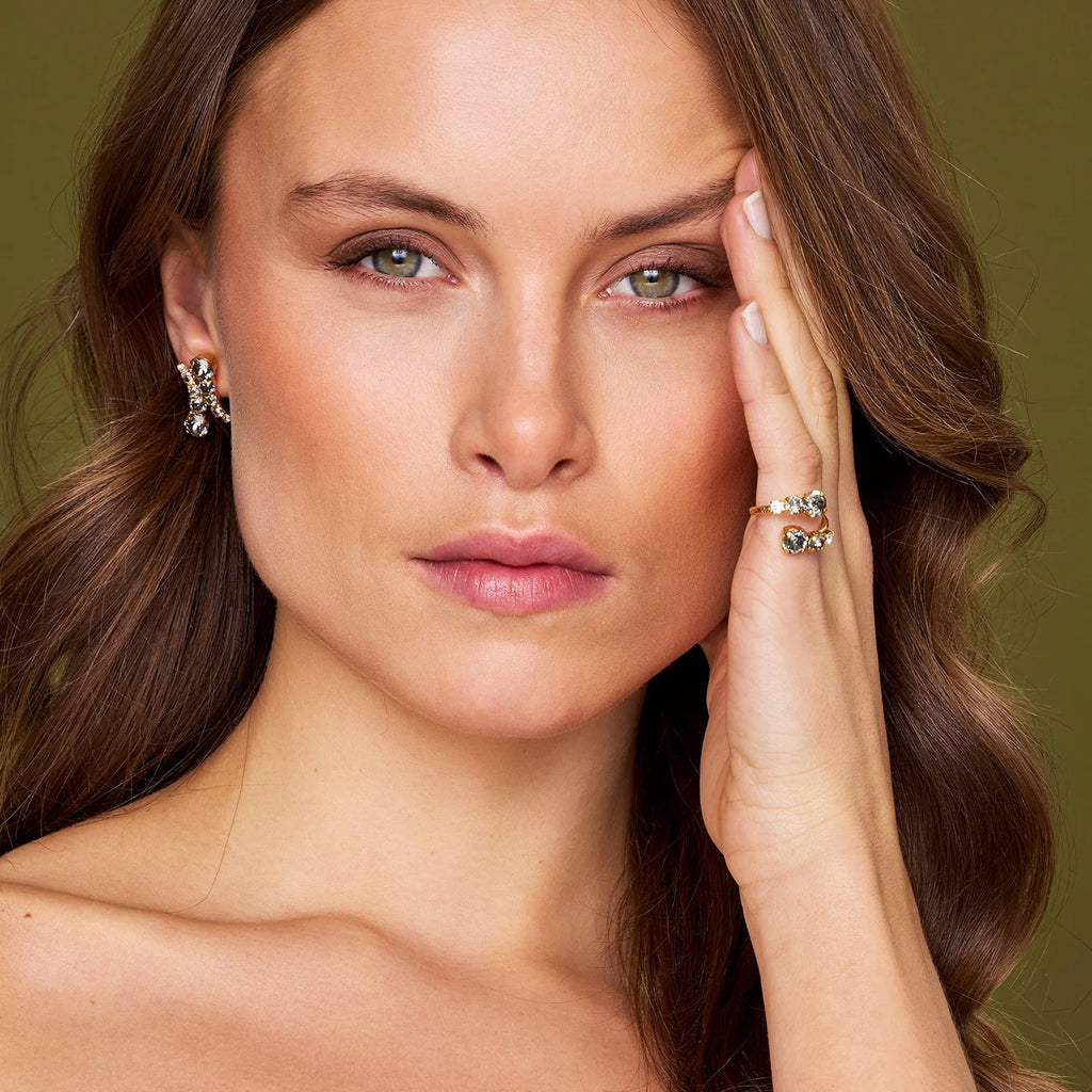 HALO EARRINGS GOLD-BLACK DIAMOND / CRYS