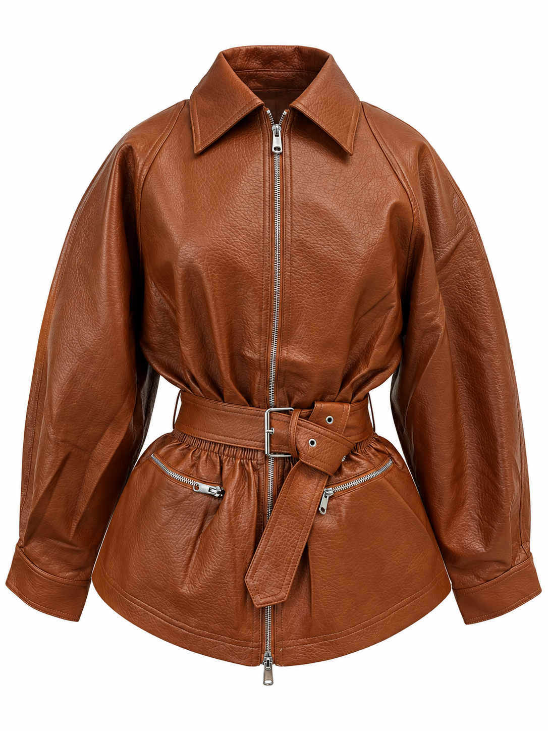 Ekai Belted Leather-Look Jacket