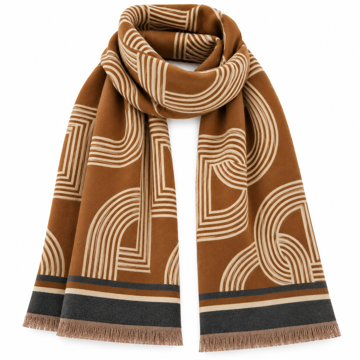 Geometric Print Scarf Brown