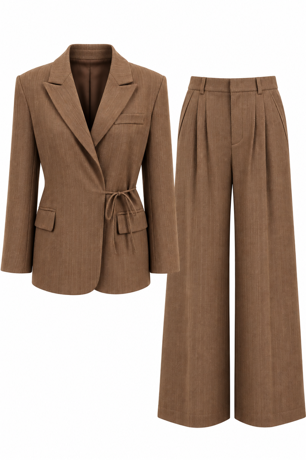 Brown Herringbone Tailored Suit
