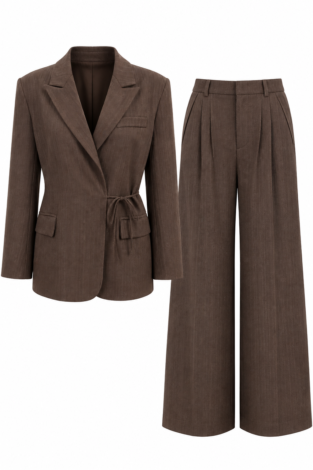 Dark Brown Herringbone Tailored Suit
