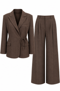 Dark Brown Herringbone Tailored Suit