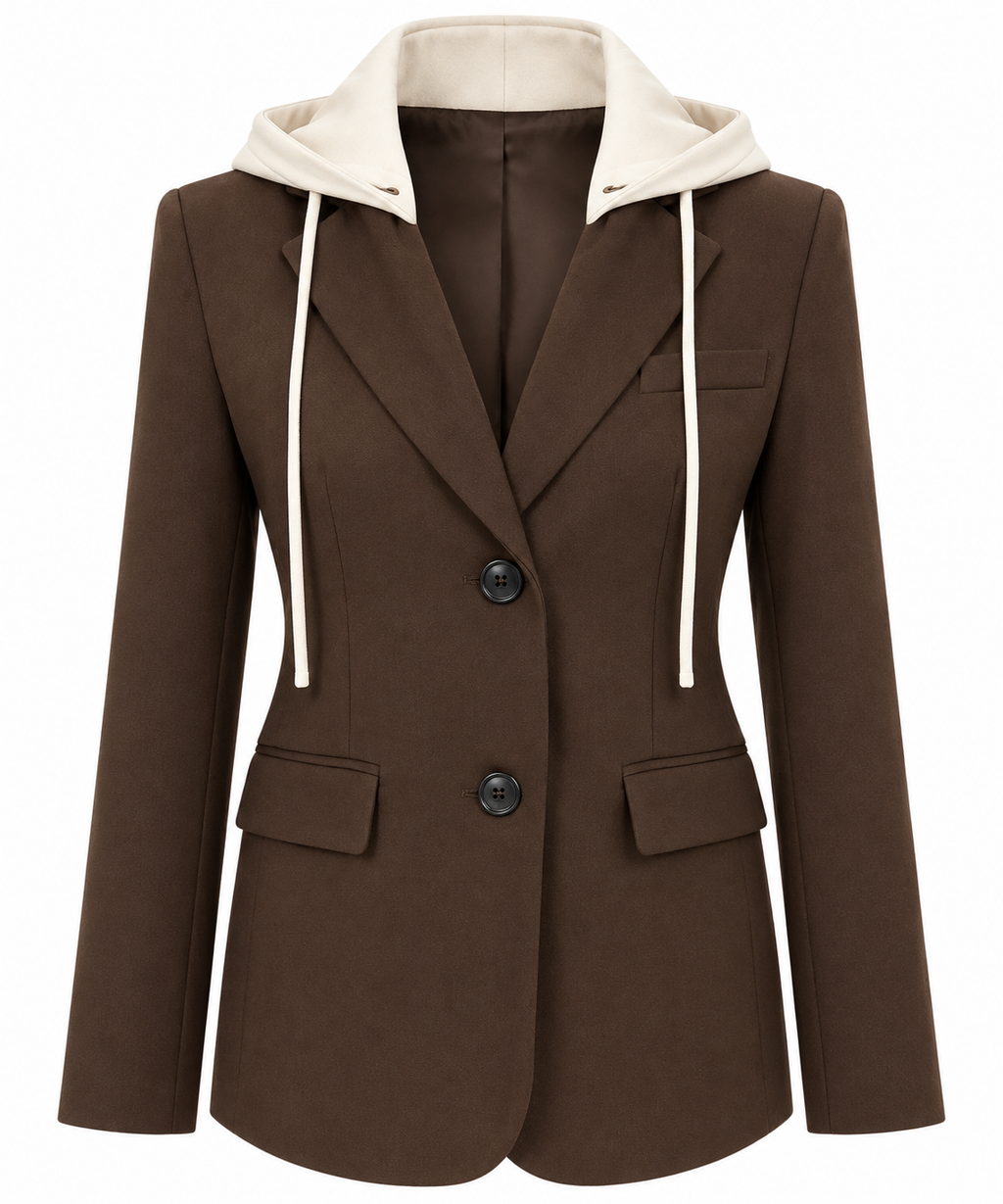 Two-Tone Tailored Suit – Chocolate Brown & Ivory