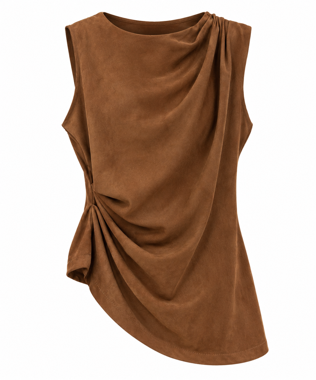 Suede-Effect Draped Top