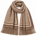 Geometric Elegance Scarf Beige