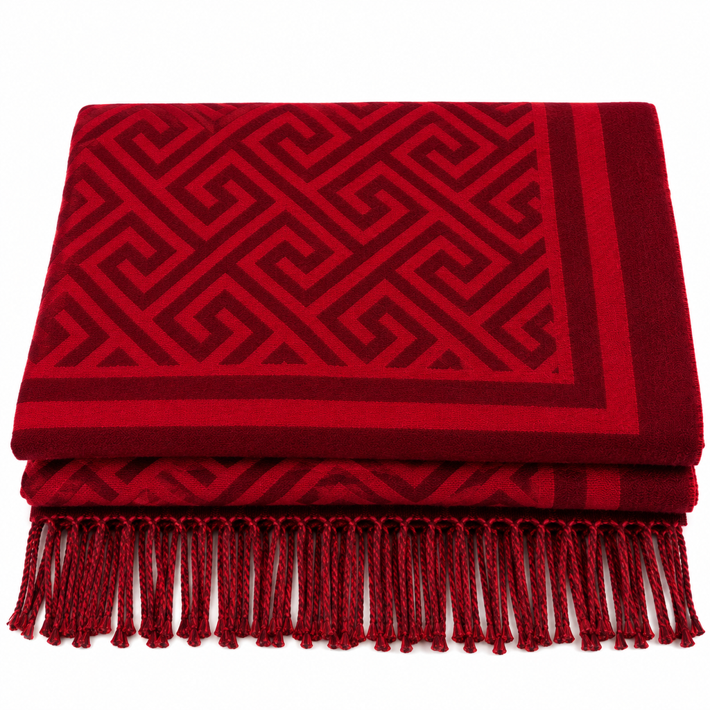 Geometric Elegance Scarf Red