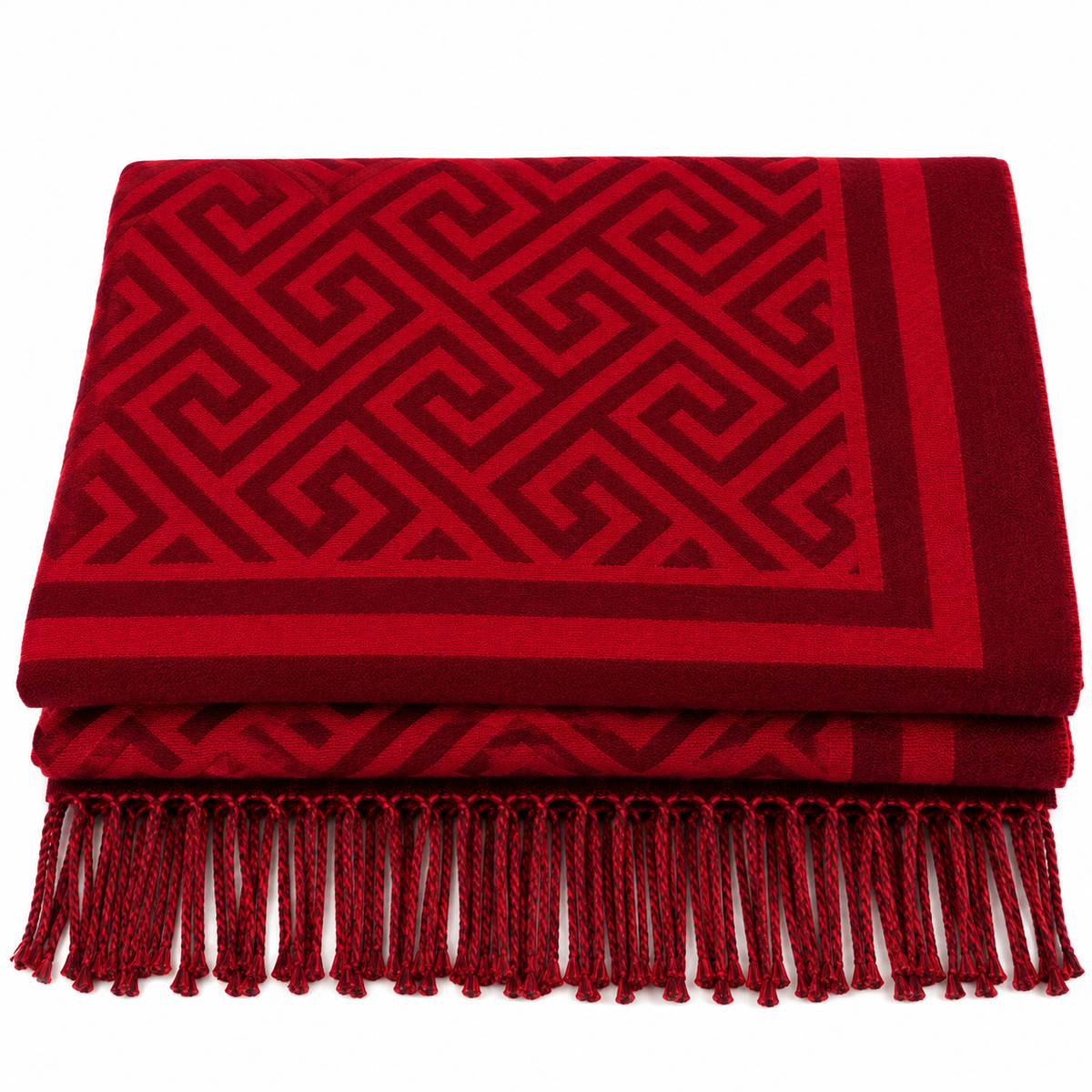 Geometric Elegance Scarf Red