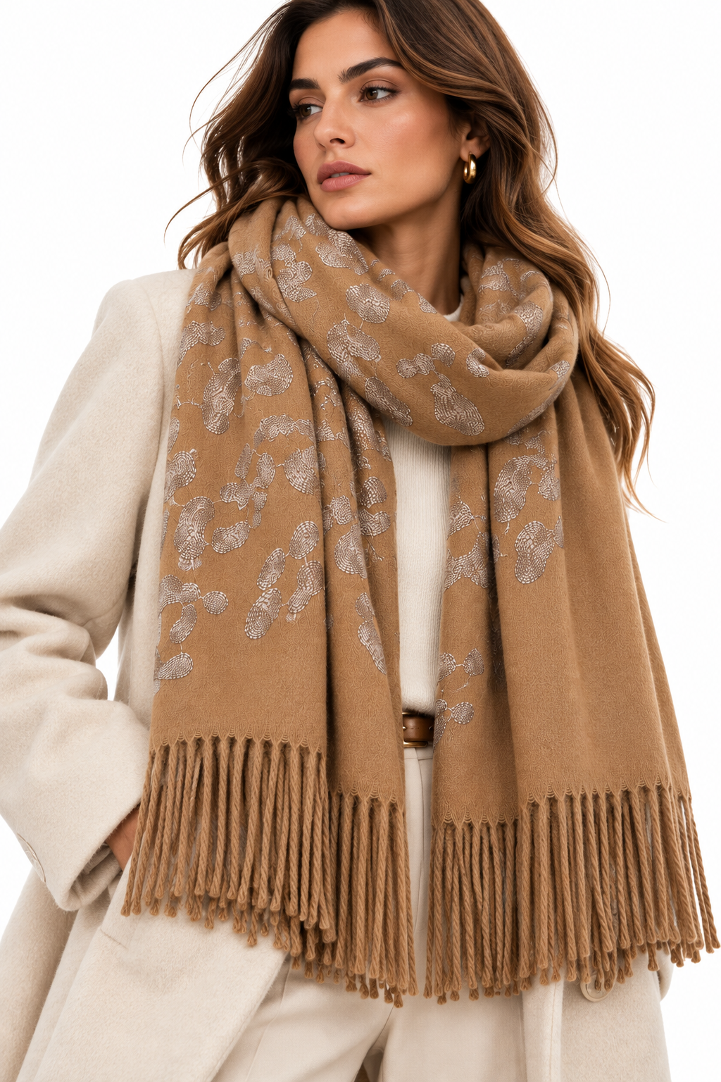Shimmering Leopard Scarf Beige