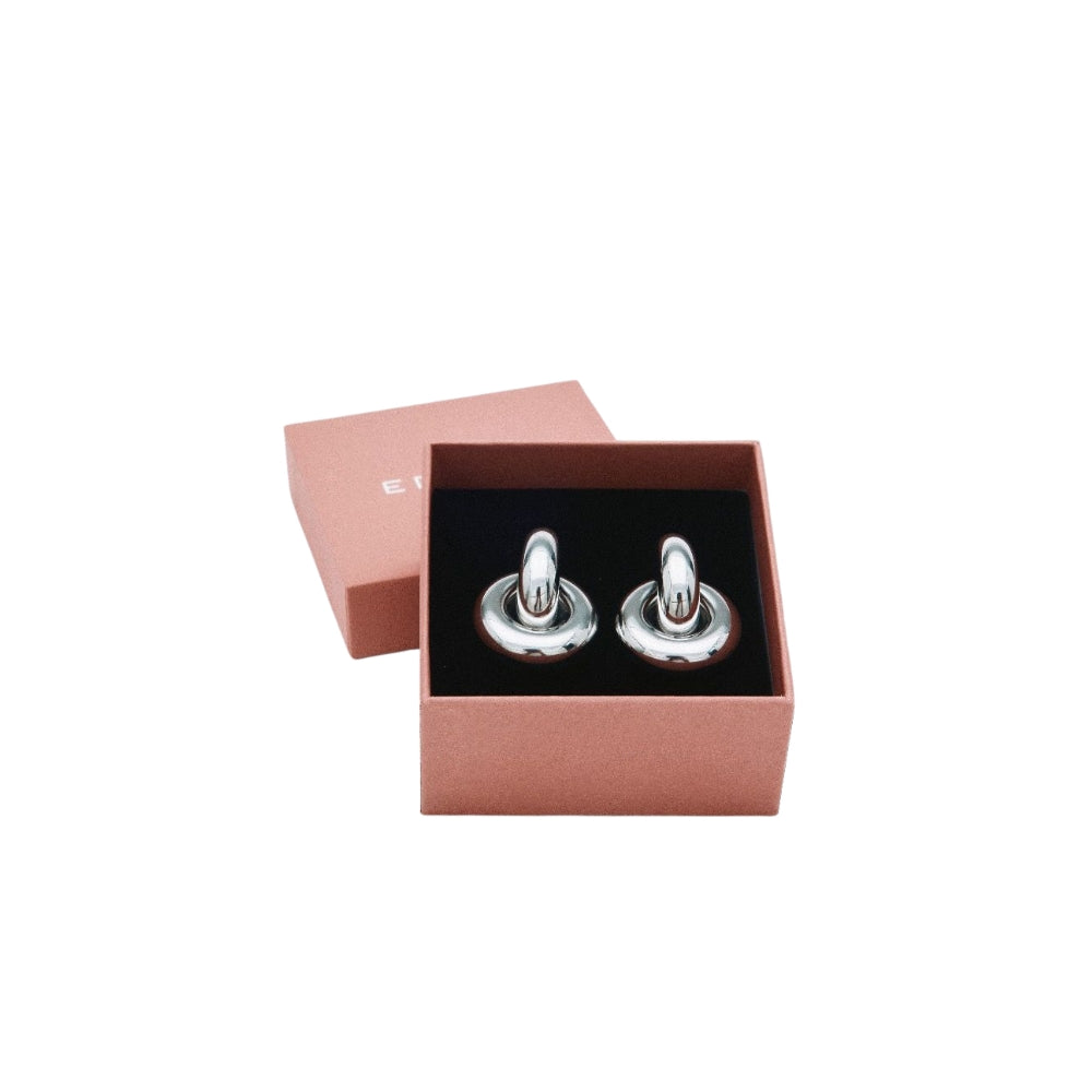 Peak Rivet Creoles Silver