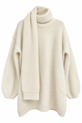 Ivory Knit Dress with Matching Scarf
