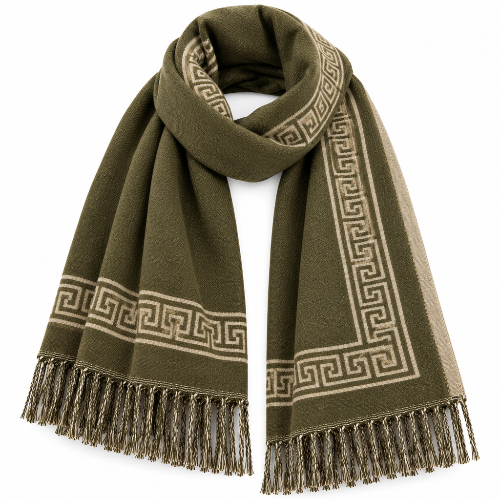 Greek Key Scarf Ollive Green
