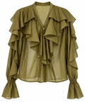 Olive Green Ruffled Blouse