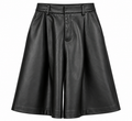 Black Leather-Look Bermuda Shorts