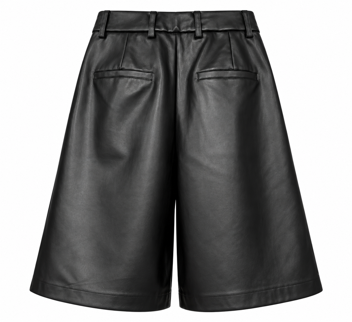 Black Leather-Look Bermuda Shorts