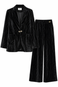 Black Velvet Jacquard Suit