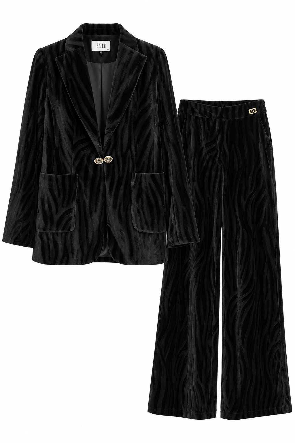 Black Velvet Jacquard Suit