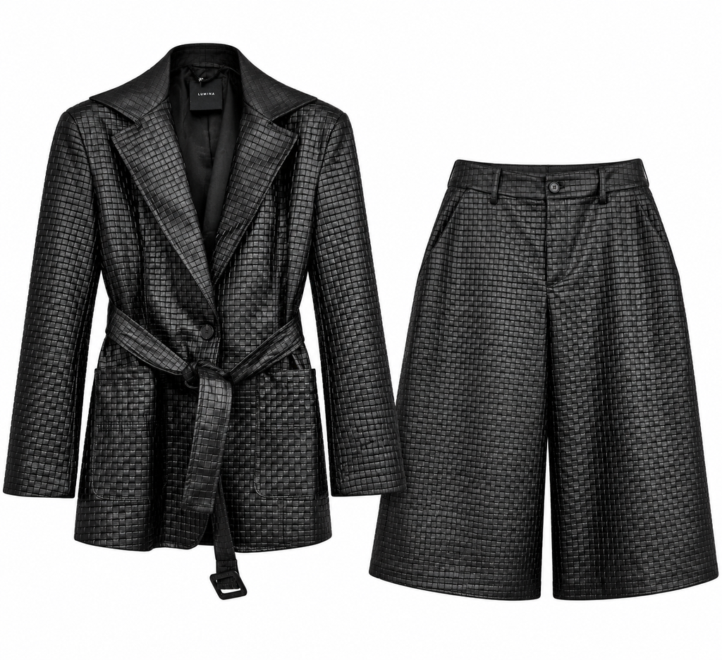 Black Textured Leather-Look Set