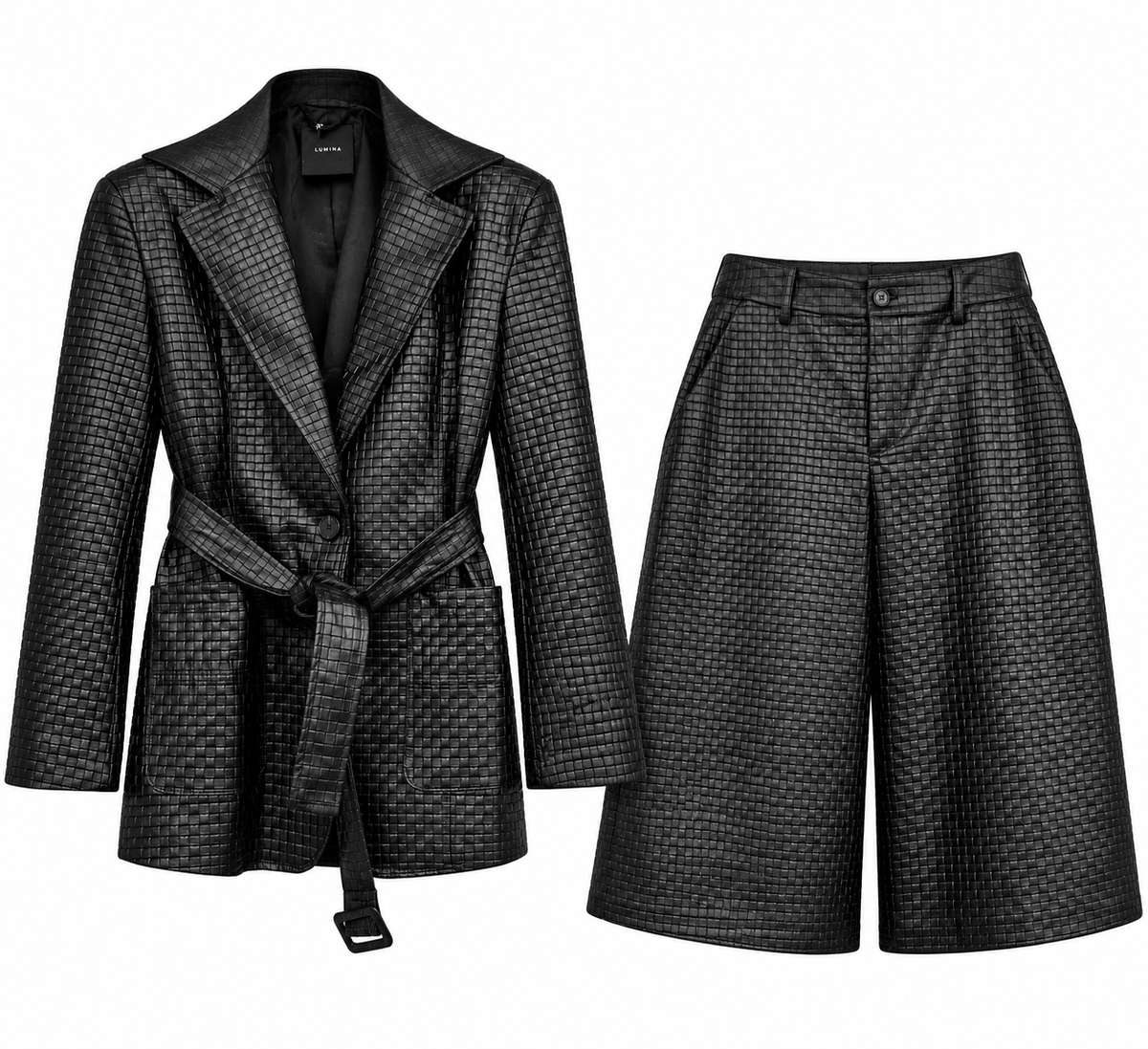 Black Textured Leather-Look Set