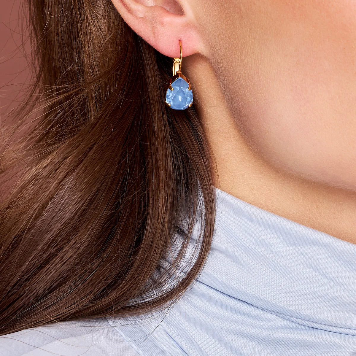 MINI DROP CLASP EARRINGS GOLD-DENIM IGNITE