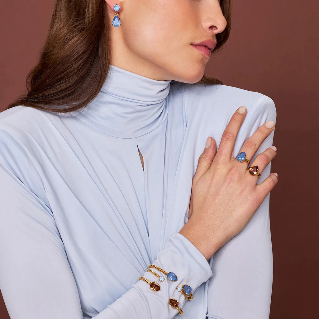 MINI DROP EARRINGS GOLD-DENIM IGNITE