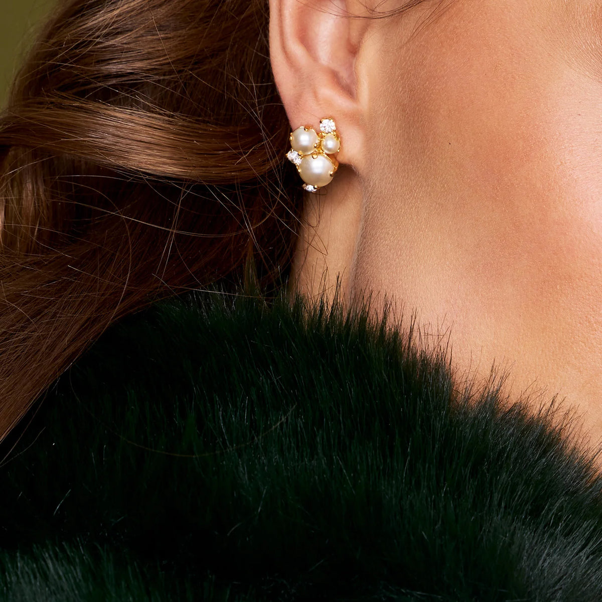 MOLLY EARRINGS GOLD-PEARL / CRYSTAL