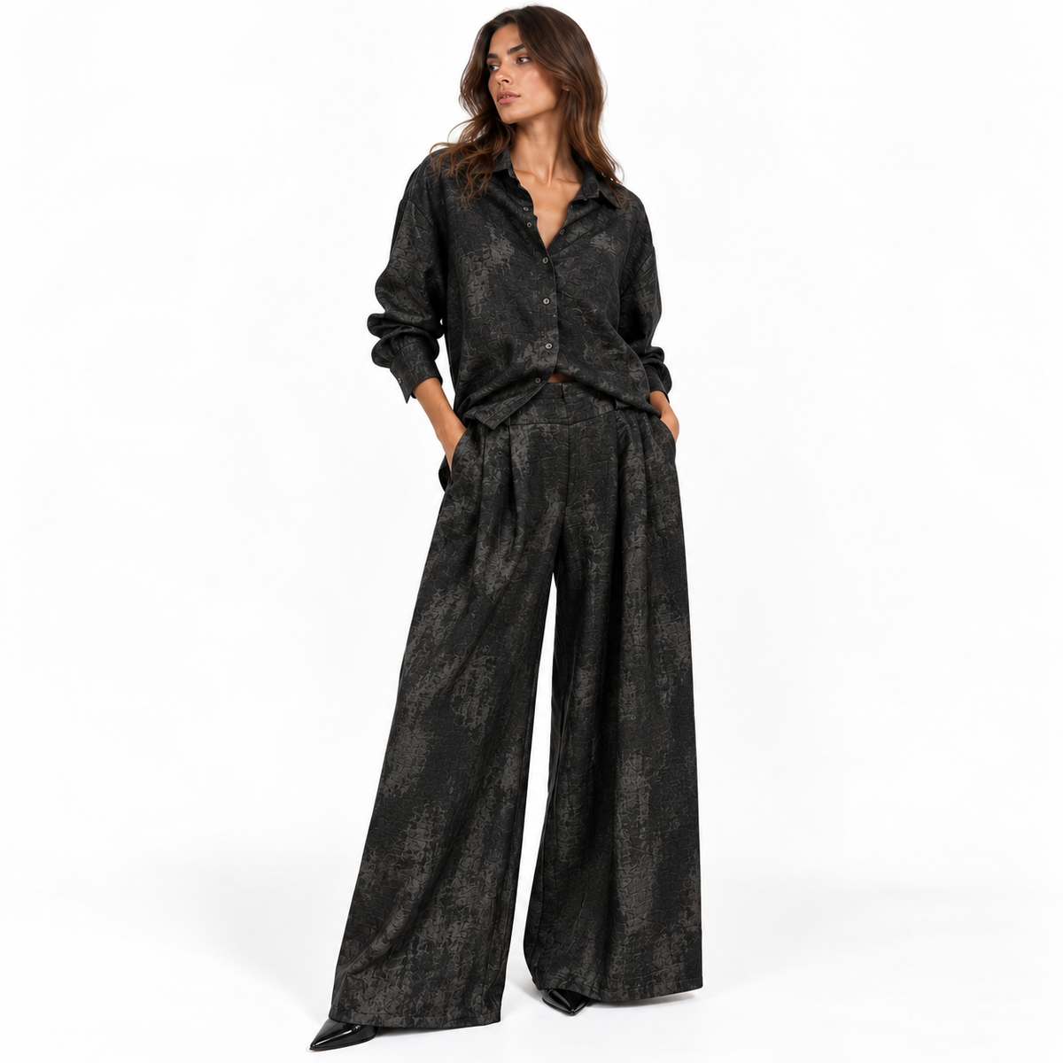 Black Textured Co-Ord Set
