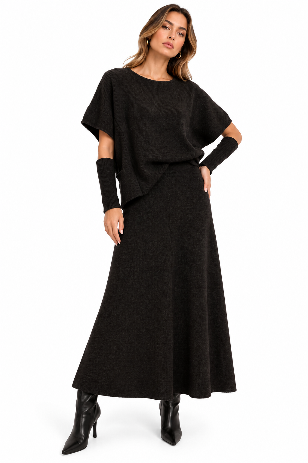Black Knit Three-Piece Set
