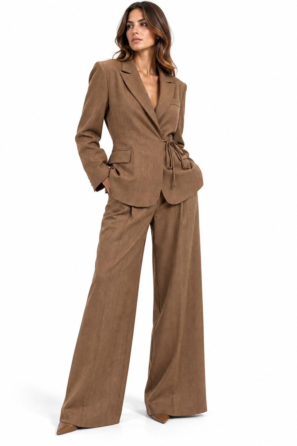 Brown Herringbone Tailored Suit