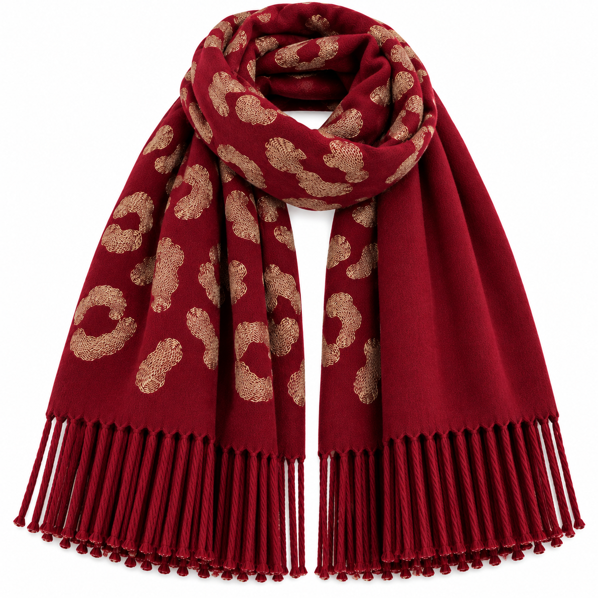 Shimmering Leopard Scarf Red