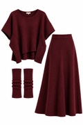 Burgundy Knit Three-Piece Set