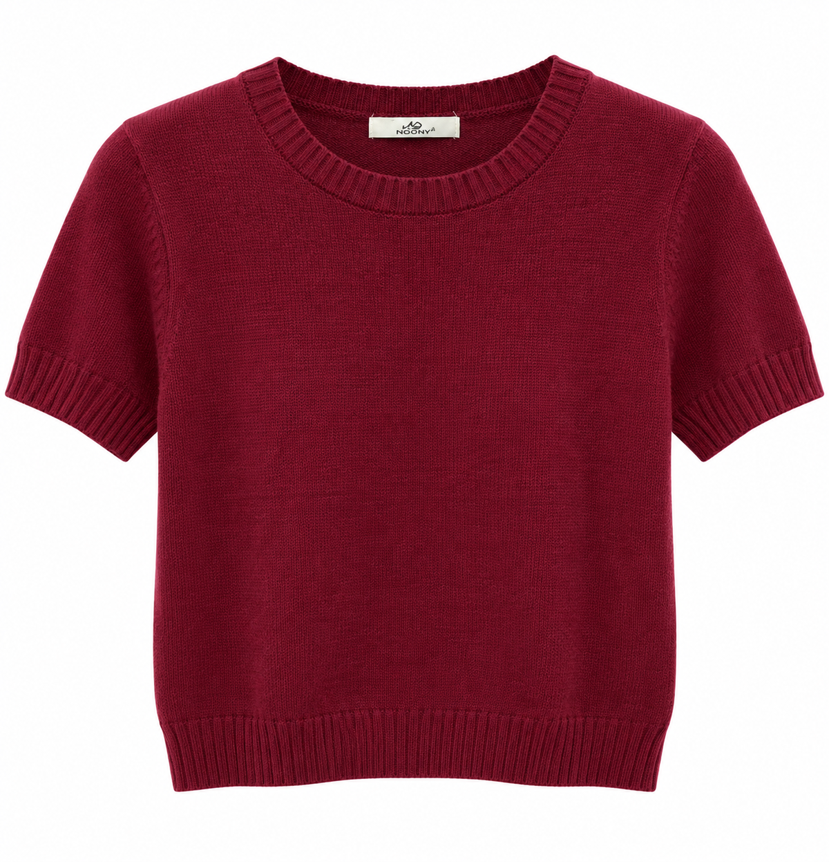 Burgundy Short-Sleeve Knit Top