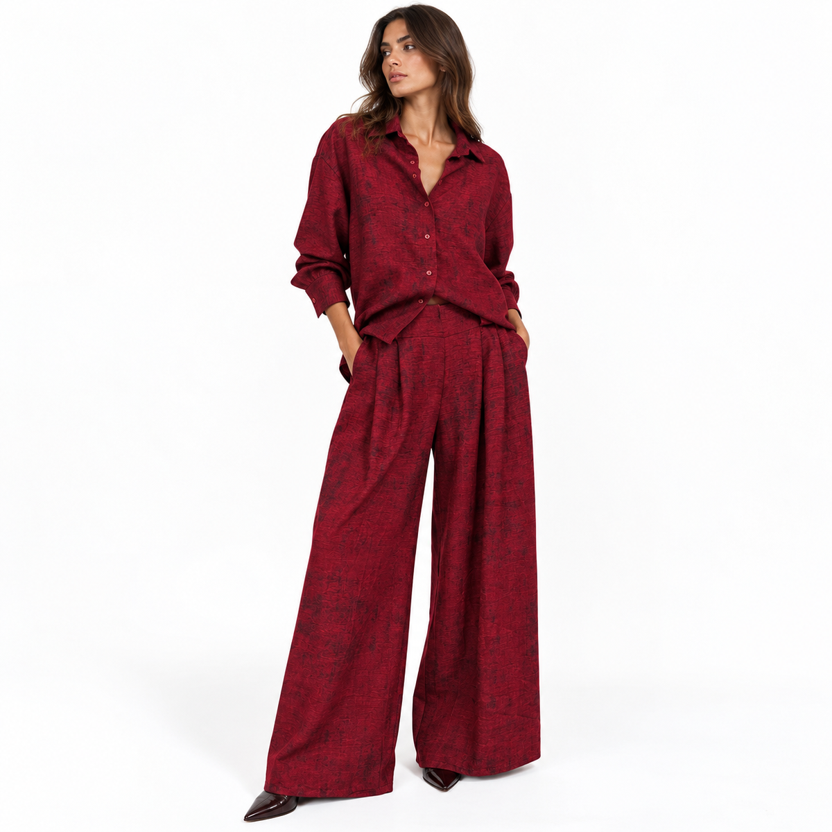 Burgundy Textured Co-Ord Set