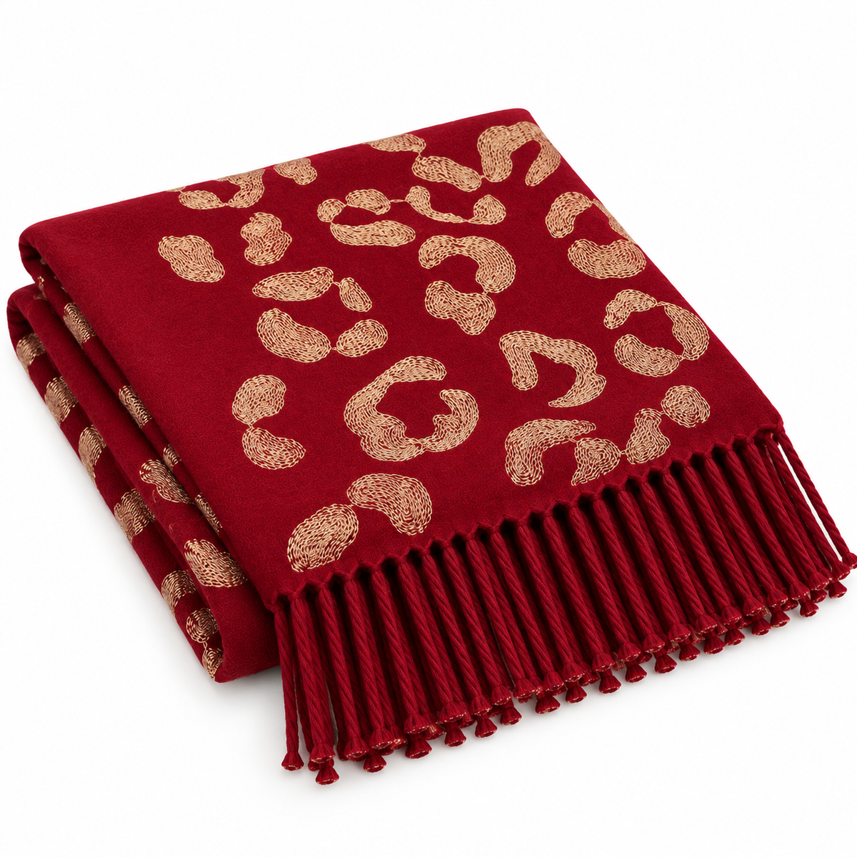 Shimmering Leopard Scarf Red