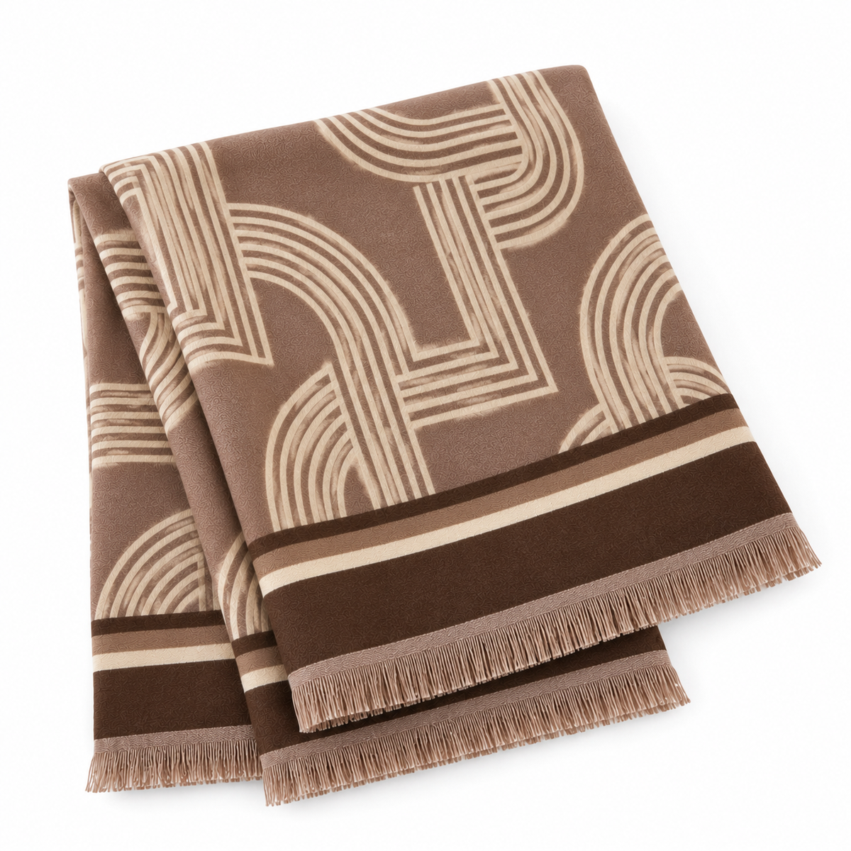 Geometric Print Scarf Taupe