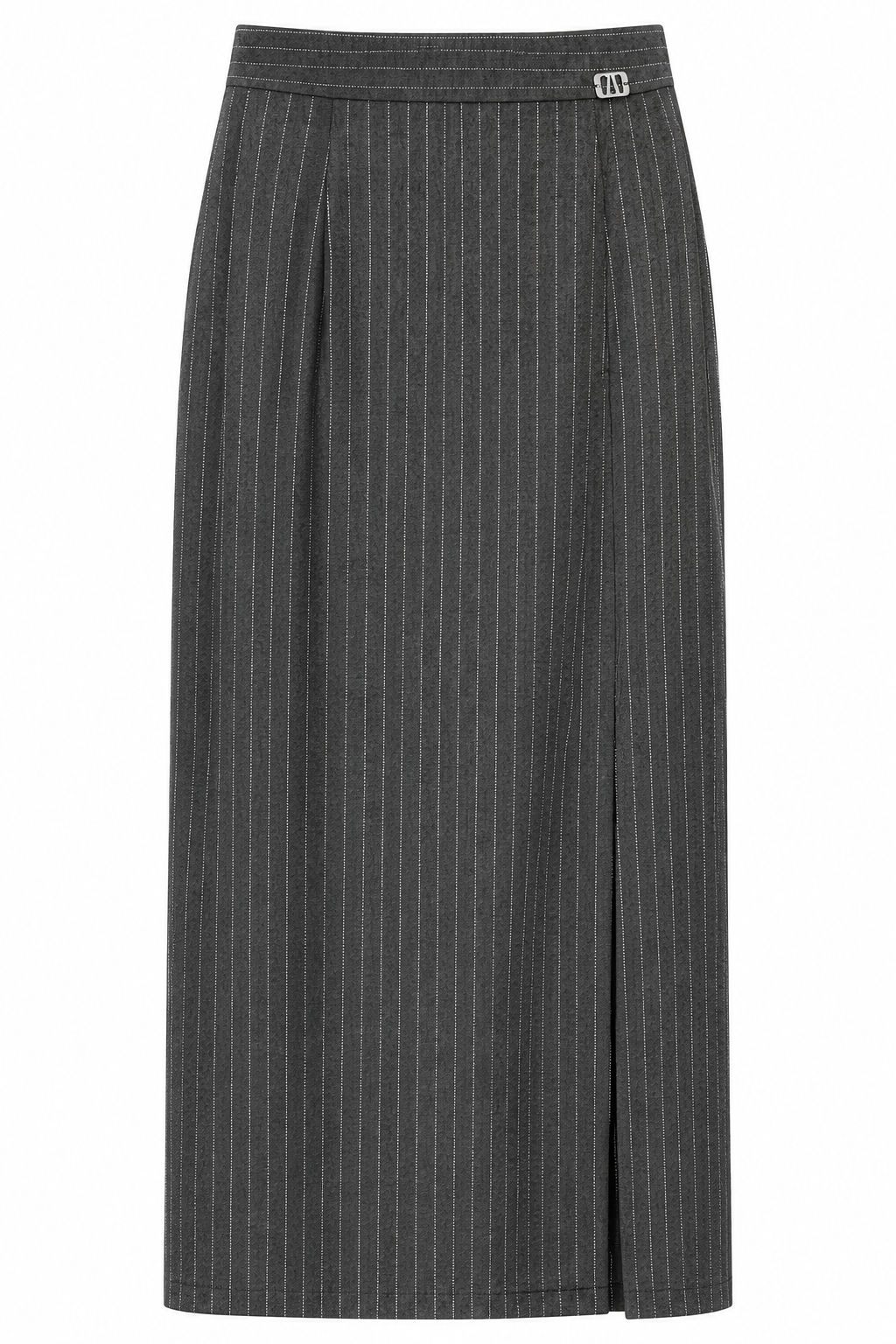 Office Pinstripe Pencil Midi Skirt