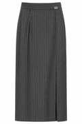 Office Pinstripe Pencil Midi Skirt